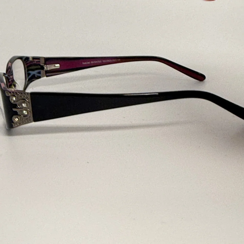 Takumi T9787 Black Purple Oval Eyeglass Frames Rhinestone Temple 49-16-135